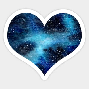 Watercolor blue galaxy heart Sticker